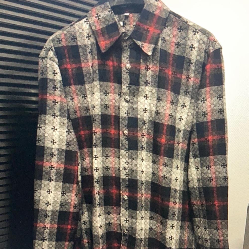 Chrome Hearts Black and Red Plaid Shirt